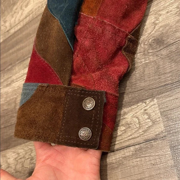 VINTAGE BadLeather Mens Sz 44 Multicolor Patchwork Leather Jacket